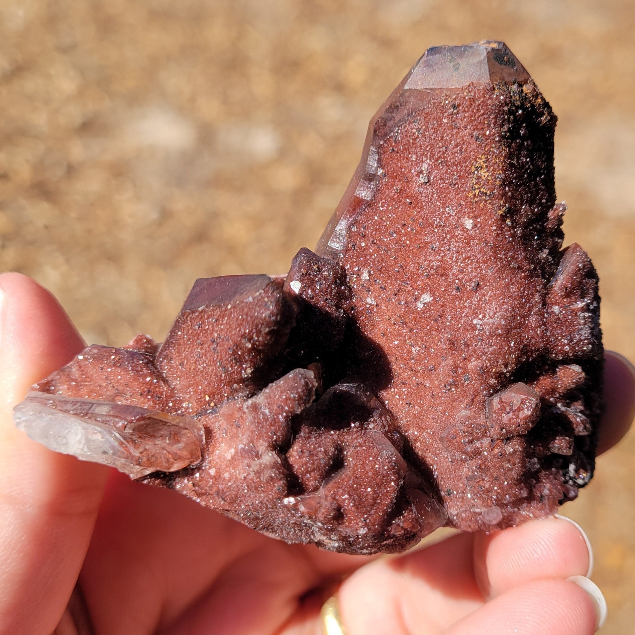 Red Quartz Hematite crystal cluster From Morocco Quartz with Hematite