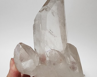 希少な両終端熱水エッチング水晶、三方晶系レコードキーパー付き