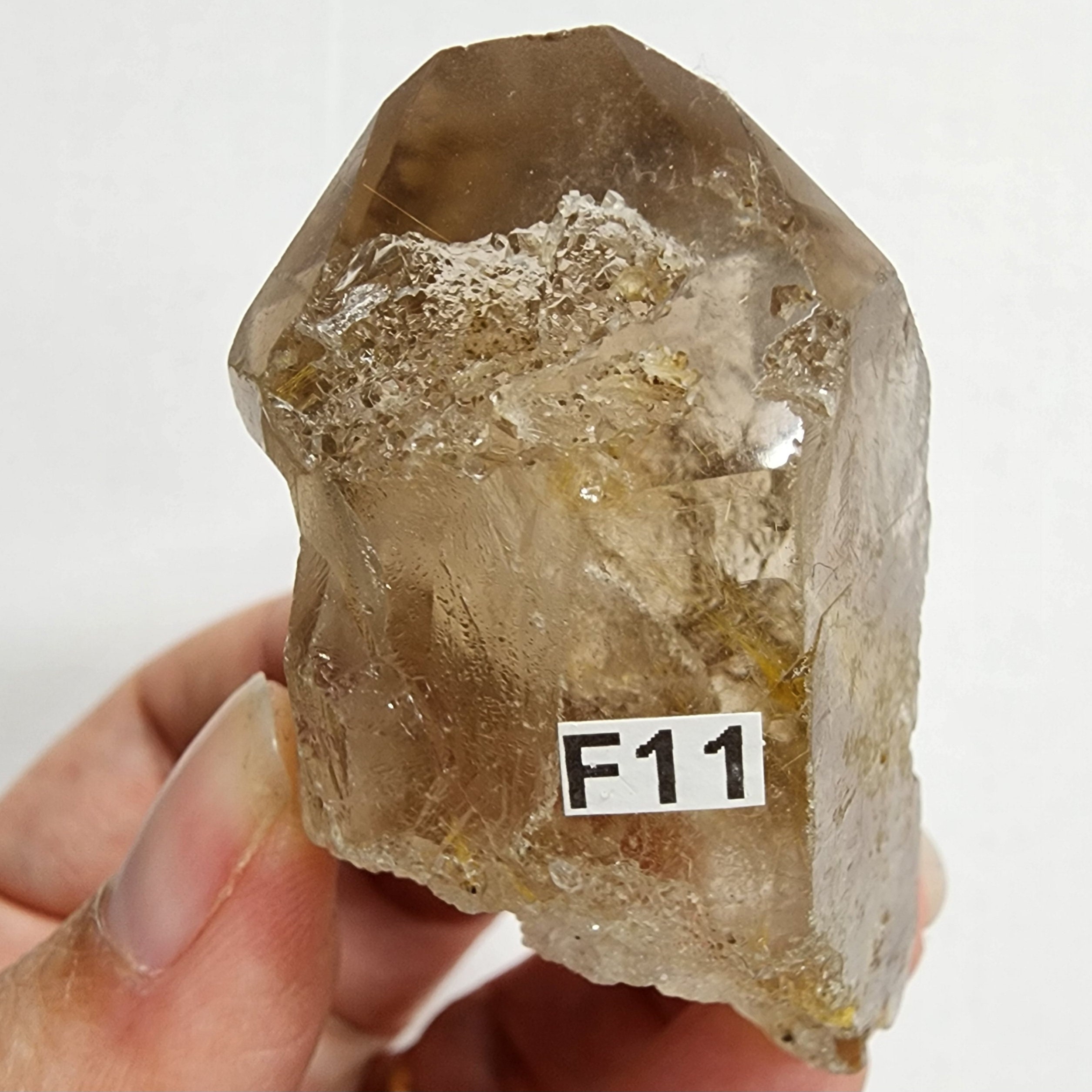 半研磨ルチルスモーキークォーツポイント（ファントム付き） - ルチル