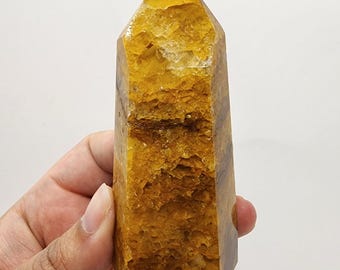 Polished Golden Healer Quartz Tower from Brazil