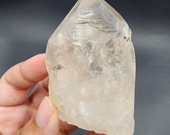 希少な両終端熱水エッチング水晶、三方晶系レコードキーパー付き