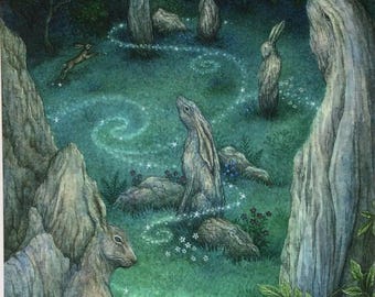 The Stone Hares - print from the "Forest of Enchantment Oracle"