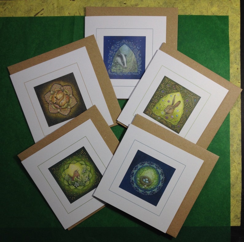 Illuminated Wildlife set of 5 greetings cards. image 1