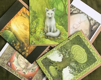 Set of five greetings cards: "Creatures of the Forest"