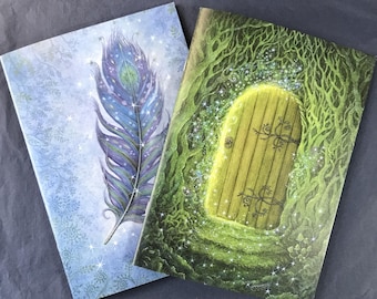 Two A5 notebooks: Enchanted Doorway & Feather of Finding