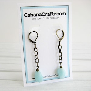 baby blue earrings | bronze chain drop earrings | boho dangle earrings