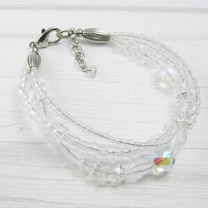 crystal 3-strand bracelet | sparkling adjustable bracelet | beach wedding jewelry