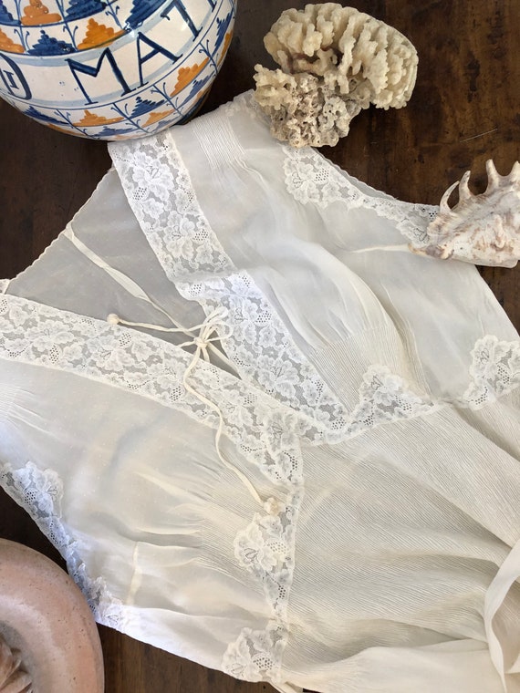 Vintage Long white silk summer dress handmade in I