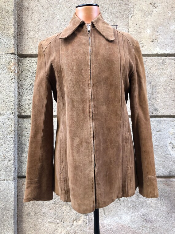 Vintage brown suede leather jacket 70s