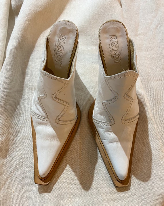y2k Destroy leather western mules / zuecos / point