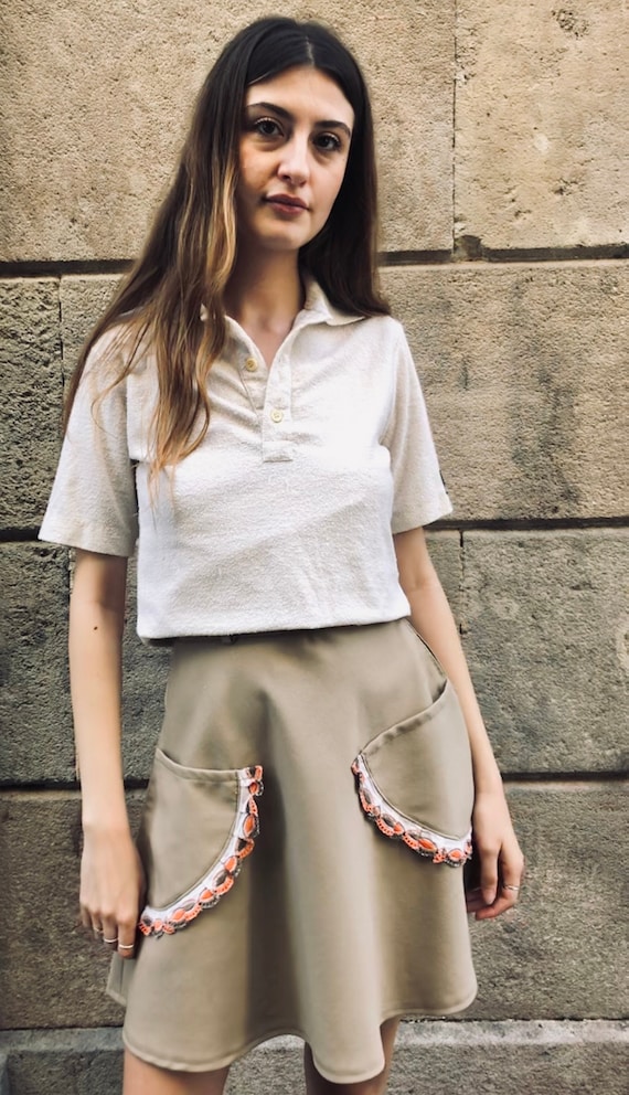'60s '60s beis handmade mini wheel skirt