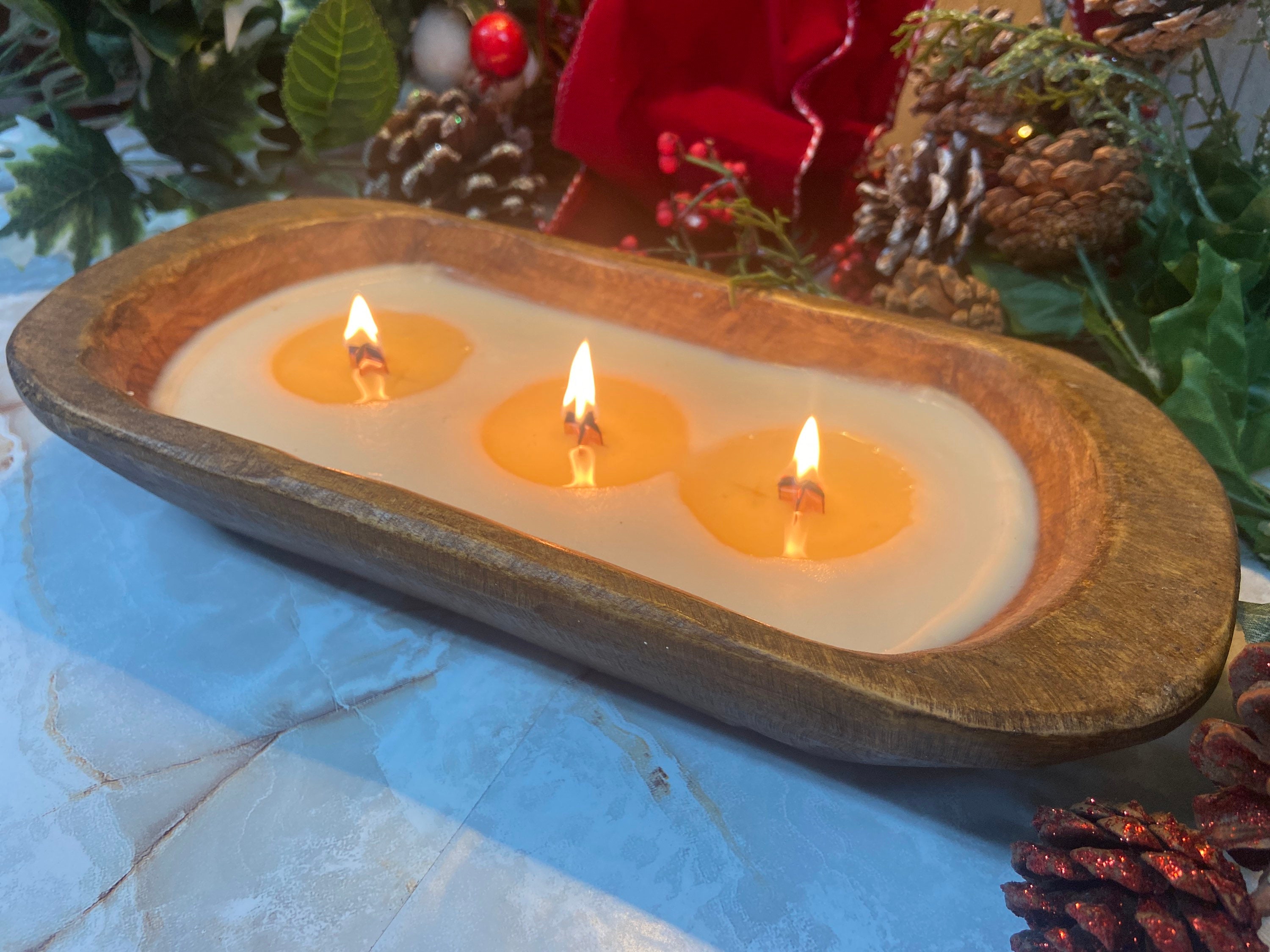 Wood Dough Bowl Candle Etsy