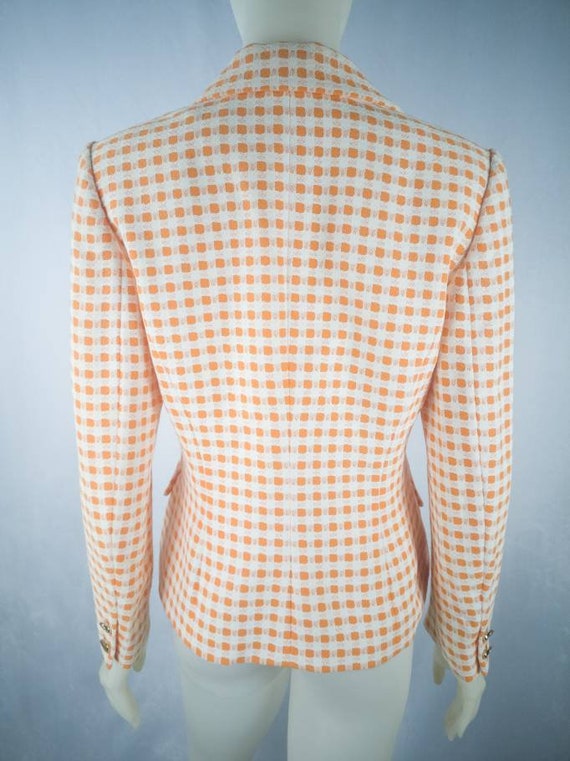 70s Guy Laroche blazer orange and white check, si… - image 4