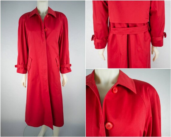 Vintage red trench coat with removable woolen lini
