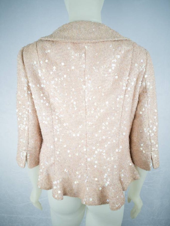 1950s beaded sequined blazer, champagne pink. Vin… - image 7