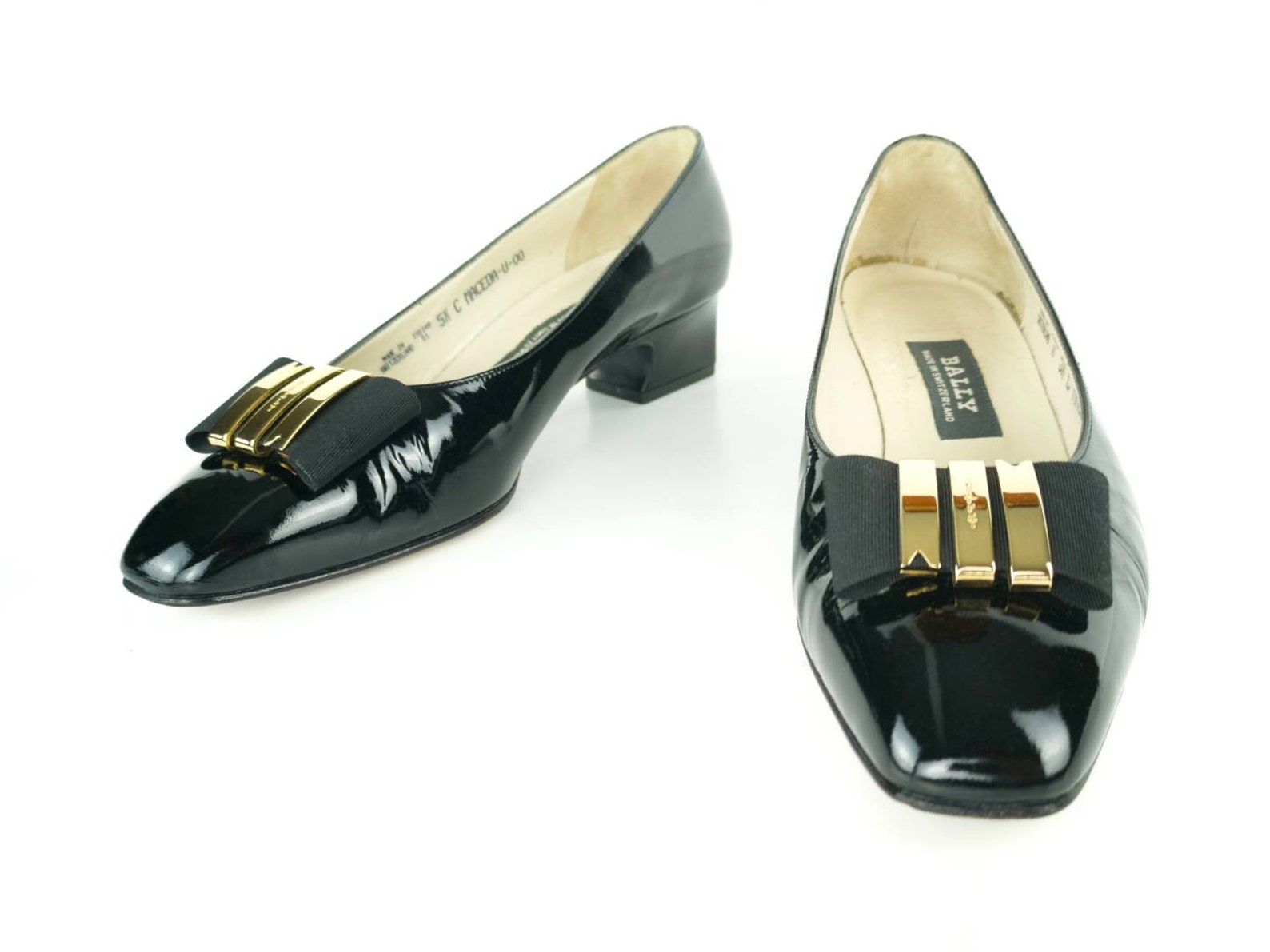 Sz 5 1/2 Vintage Bally Black Patent Leather Court Shoes With - Etsy Sweden