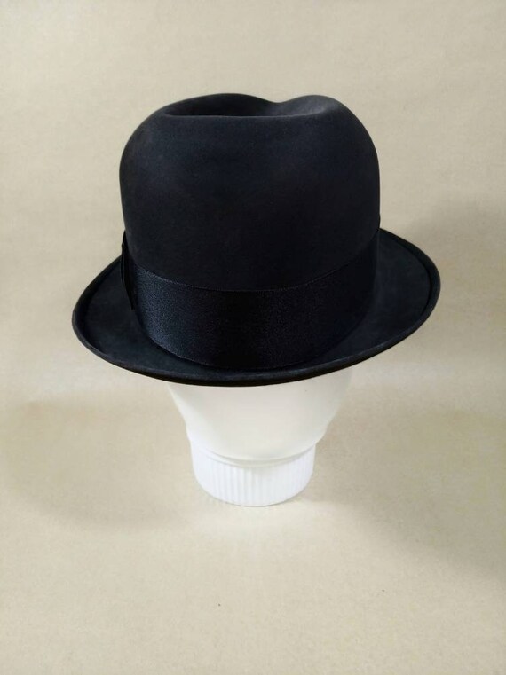 Vintage fedora, 1950s, black felt, size 7. Knox T… - image 6