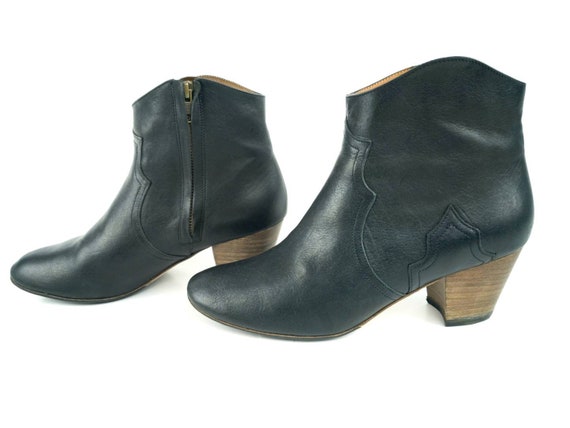 madlavning Refinement Planet Sz 40 Isabel Marant Dicker Booties Faded Black Calfskin - Etsy