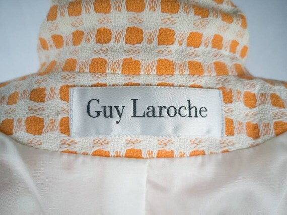 70s Guy Laroche blazer orange and white check, si… - image 8