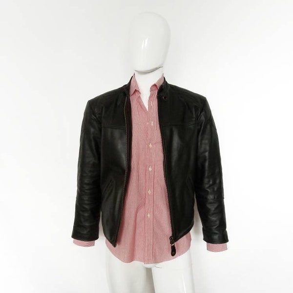 Vintage racer leather jacket, men's small. 1990s by cuir Fiori, in beautiful condition. Vintage leather jacket