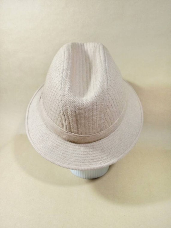 Vintage tweed homburg, linen beige fedora hat. Vi… - image 5