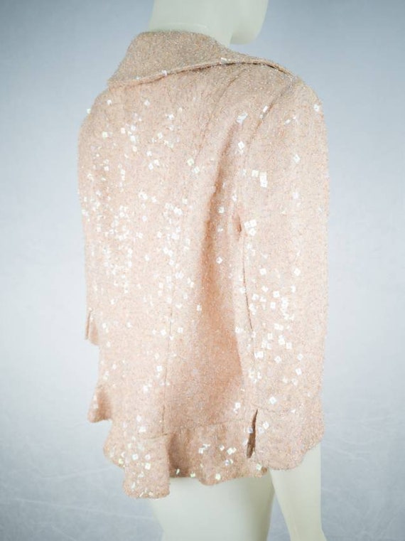 1950s beaded sequined blazer, champagne pink. Vin… - image 2