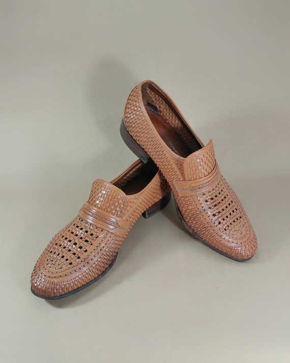 Sz 9.5 vintage woven leather loafers, Bally of Sw… - image 2