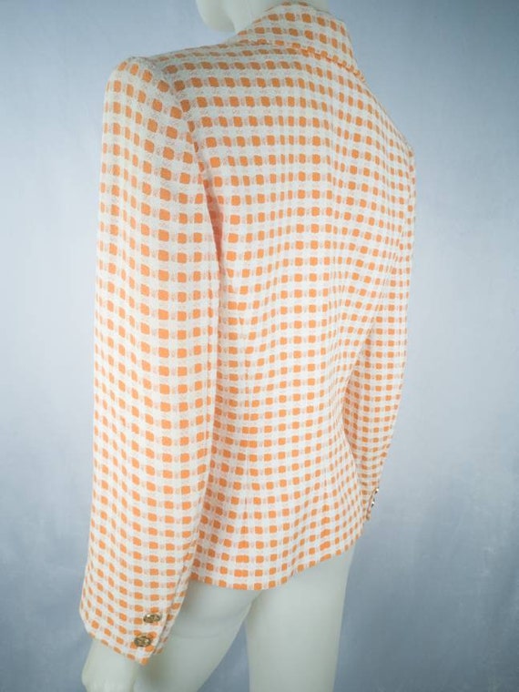 70s Guy Laroche blazer orange and white check, si… - image 6