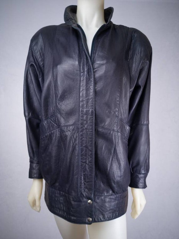 Vintage leather jacket, eggplant purple. Women's leat… Gem