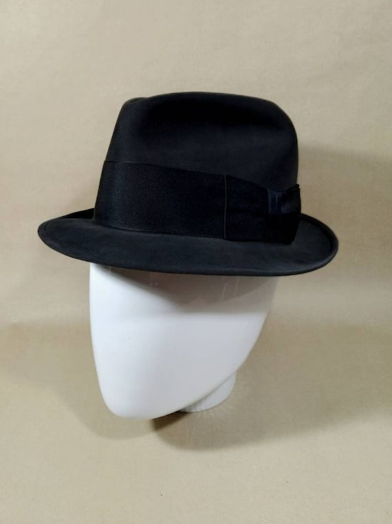 Vintage fedora, 1950s, black felt, size 7. Knox T… - image 2