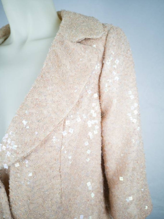 1950s beaded sequined blazer, champagne pink. Vin… - image 6