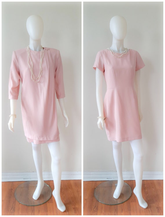 60s pink dress/coat set. In carnation pink chiffo… - image 1
