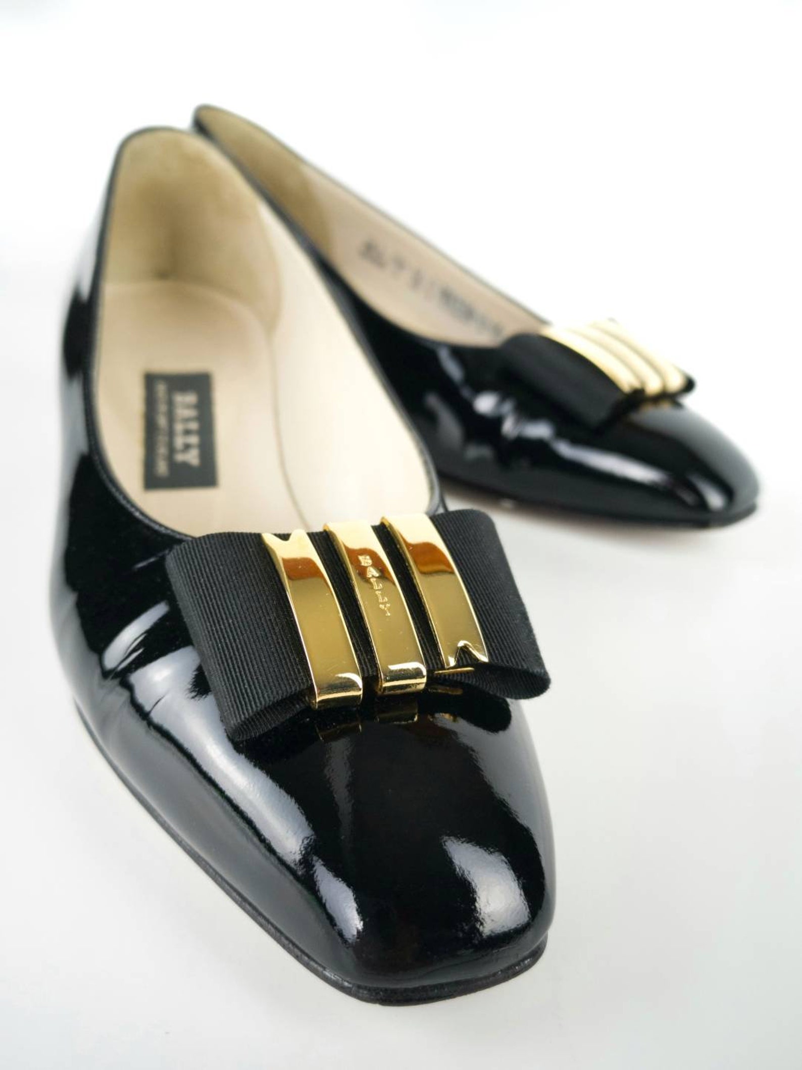 Sz 5 1/2 Vintage Bally Black Patent Leather Court Shoes With - Etsy Sweden