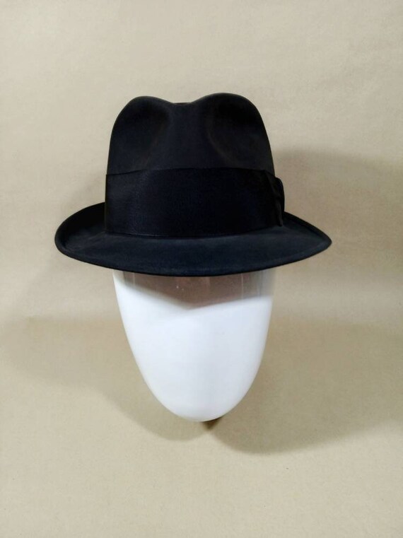 Vintage fedora, 1950s, black felt, size 7. Knox T… - image 4