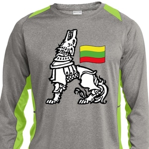 Iron Wolf Lietuva - La camiseta de rendimiento con bloques de color jaspeado de manga larga para hombre es parte de la colección Lituania Strong Apparel