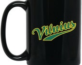 Lithuania Strong Vilnius 15 oz. Black Ceramic Lithuanian Coffee Tea Mug is part of the Lithuania Strong Apparel collection