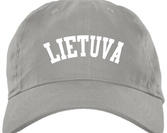 Lietuva White Lithuania Strong Embroidered Brushed Twill Unstructured Dad Cap is part of the Lithuania Strong Apparel Collection