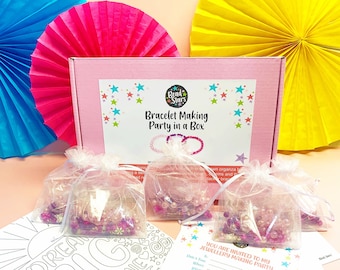 Party in a Box Jewellery Making Party Kit, Children's Birthday Party Bracelet Making Kit, Girls Birthday Party Activity