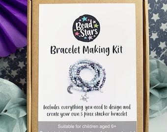 Beginners Jewellery Making Kit, Bracelet Making Kit, Gothic Charm Bracelet Kit, Beaded Bracelet, Bead Stars Craft Kit