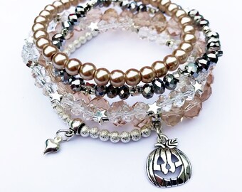 Halloween themed Pumpkin Bracelet Making Craft Kit DIY, Halloween Crafts, Jewellery Making Kit