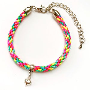 Beginners Kumihimo Bracelet Tutorial Kit. Rainbow Friendship Bracelet Kit image 1