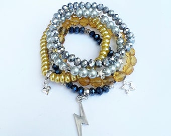 Gold and Silver Jewellery Making Kit, Beaded Bracelet Kit, Jewellery Making Kit, Bead Stars Craft Kit