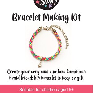 Beginners Kumihimo Bracelet Tutorial Kit. Rainbow Friendship Bracelet Kit image 3