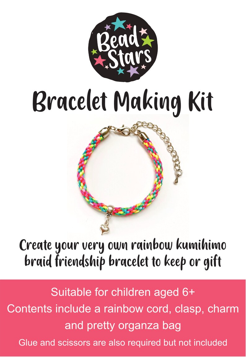 Beginners Kumihimo Bracelet Tutorial Kit. Rainbow Friendship Bracelet Kit image 3