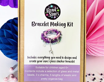 Gymnastics Bracelet Making Kit, Jewellery Making Kit, Gymnastics Birthday Gift, Cheerleader gifts, Dance Gift, Bead Stars,