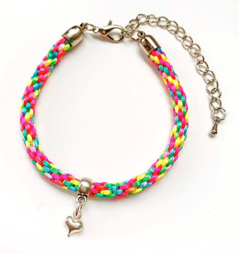 Beginners Kumihimo Bracelet Tutorial Kit. Rainbow Friendship Bracelet Kit image 1