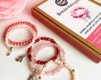 Cherry Berry Sundae Bracelet Making Kit, Gift for Kids, Jewellery Making for Kids, Beaded Bracelet, Bead Kit