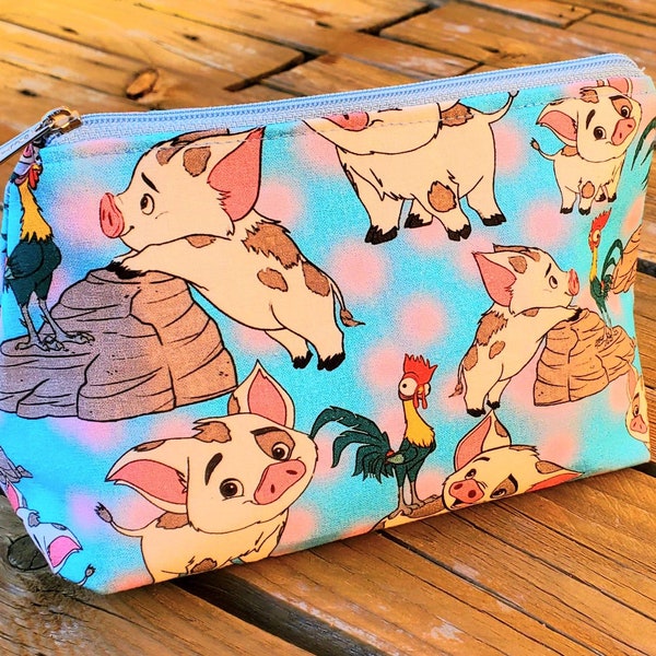 Pouch pua pig,pencil case pig moana,bag cosmetic pig,purse hei hei ,pua