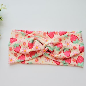 Headband strawberry retro floral,headband pink berry,strawberry headband cute