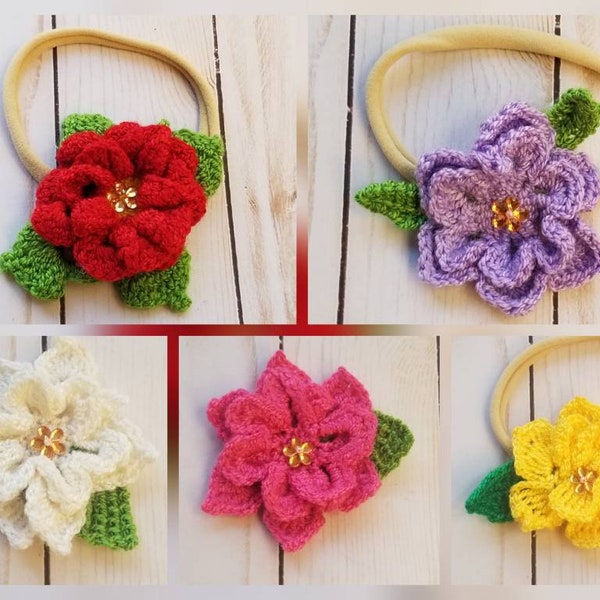 Headband flower crochet,gift to her,gift to baby girl,headband rose crochet cute,handmade